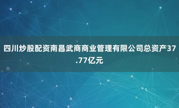 四川炒股配资南昌武商商业管理有限公司总资产37.77亿元