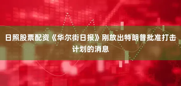日照股票配资《华尔街日报》刚放出特朗普批准打击计划的消息